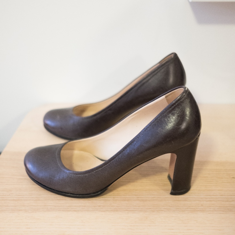 Gray Prada Pump with Chunky Heel-37.5 - 7.5 US